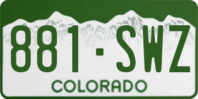 CO license plate 881SWZ