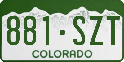CO license plate 881SZT