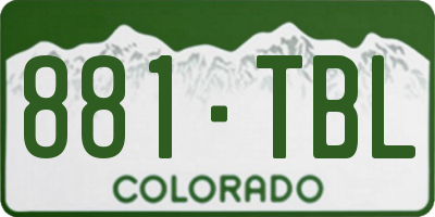 CO license plate 881TBL