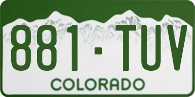 CO license plate 881TUV
