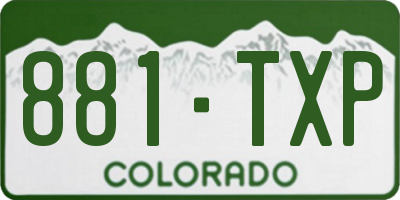 CO license plate 881TXP