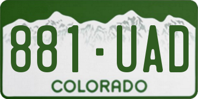 CO license plate 881UAD