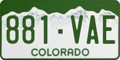 CO license plate 881VAE
