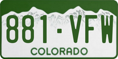 CO license plate 881VFW