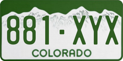 CO license plate 881XYX
