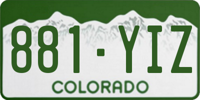 CO license plate 881YIZ