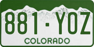 CO license plate 881YOZ