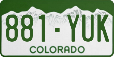 CO license plate 881YUK