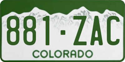 CO license plate 881ZAC