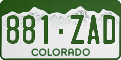 CO license plate 881ZAD