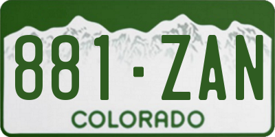 CO license plate 881ZAN