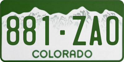 CO license plate 881ZAO