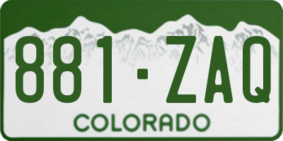 CO license plate 881ZAQ