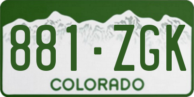 CO license plate 881ZGK