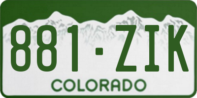 CO license plate 881ZIK