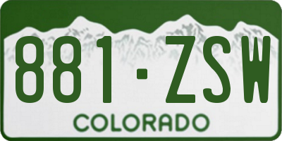 CO license plate 881ZSW