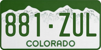 CO license plate 881ZUL