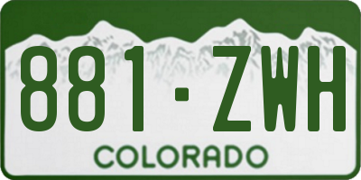 CO license plate 881ZWH