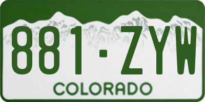 CO license plate 881ZYW