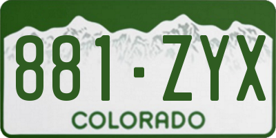 CO license plate 881ZYX