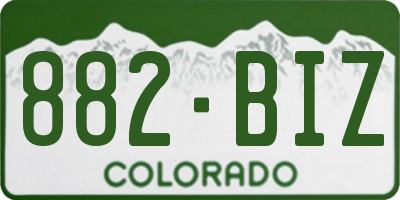 CO license plate 882BIZ