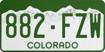 CO license plate 882FZW