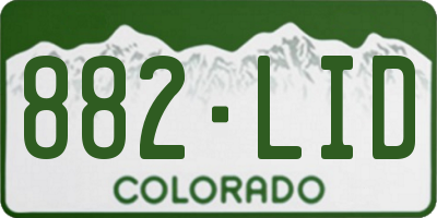 CO license plate 882LID