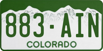 CO license plate 883AIN