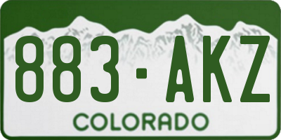 CO license plate 883AKZ