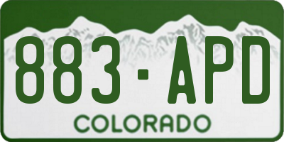 CO license plate 883APD