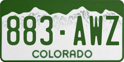 CO license plate 883AWZ