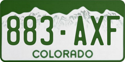 CO license plate 883AXF