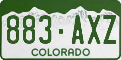 CO license plate 883AXZ
