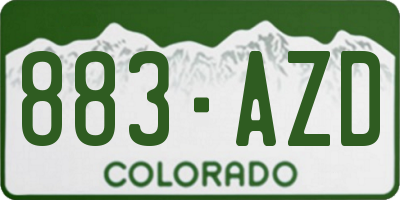 CO license plate 883AZD
