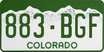 CO license plate 883BGF