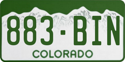 CO license plate 883BIN