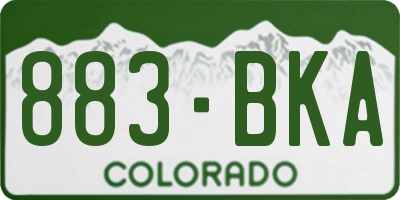 CO license plate 883BKA