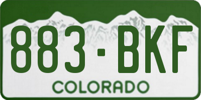 CO license plate 883BKF