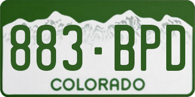 CO license plate 883BPD