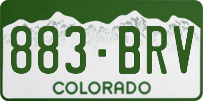 CO license plate 883BRV
