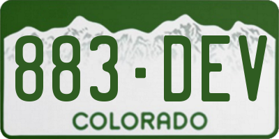 CO license plate 883DEV