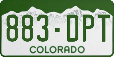 CO license plate 883DPT