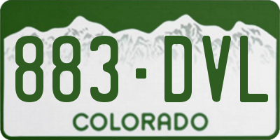 CO license plate 883DVL