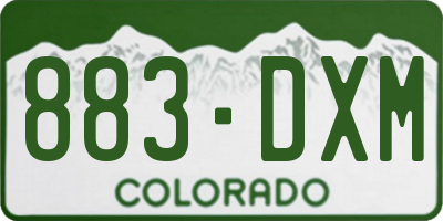 CO license plate 883DXM