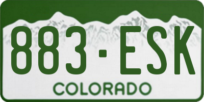 CO license plate 883ESK