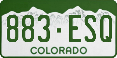 CO license plate 883ESQ