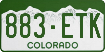 CO license plate 883ETK