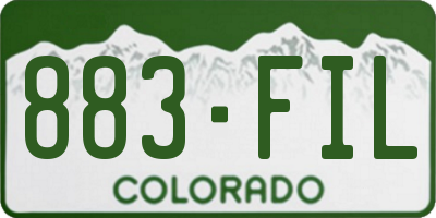 CO license plate 883FIL