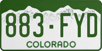 CO license plate 883FYD