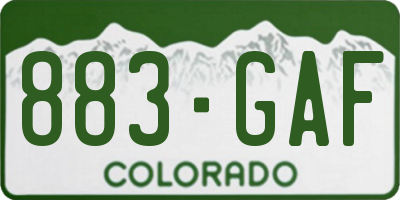 CO license plate 883GAF
